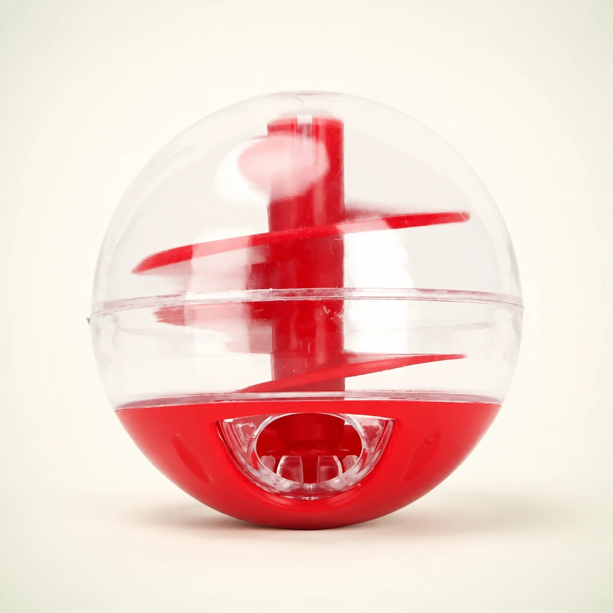 Red cat treat dispensing puzzle toy